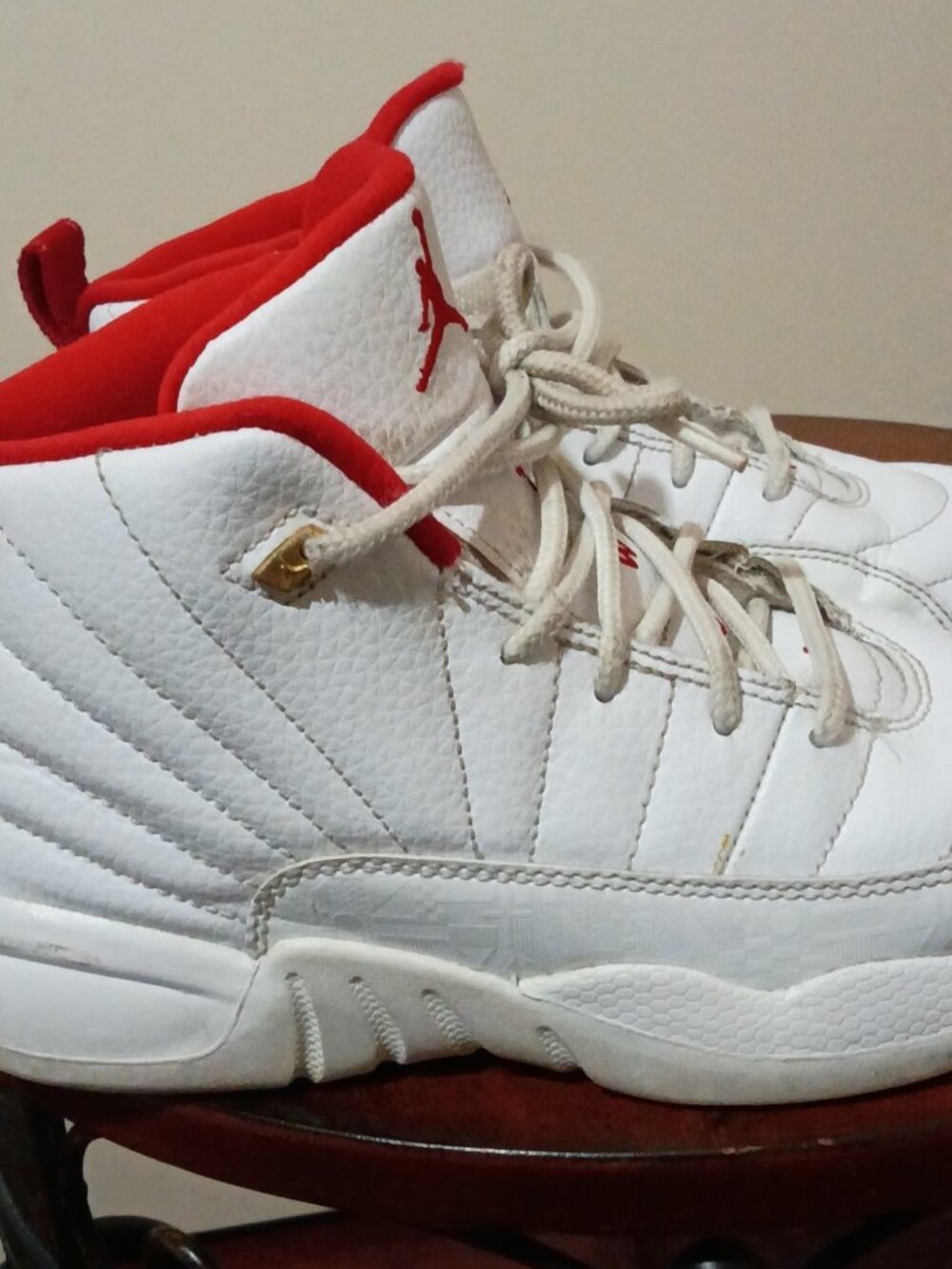 Nike Air Jordan Retro 12 XII Fiba White Red 151186-107 Pre School Unisex 2.5Y - Picture 4 of 14